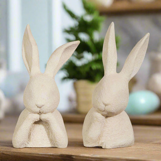10" Rabbit Bust | Resin Home Decor | Stylish Easter Decoration | Rustic Rabbit Figurine for Spring Decor - Nifty Decor & More