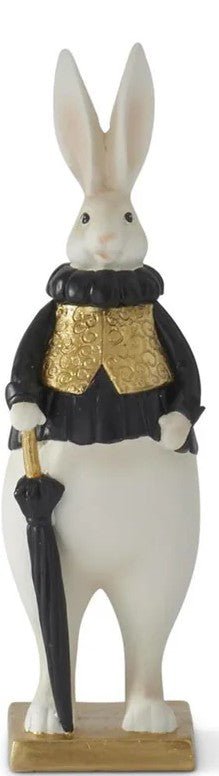 10" Royal Resin Easter Bunny - Black, White & Gold Dapper Figurine (Sold Individually) - Nifty Decor & More