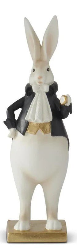 10" Royal Resin Easter Bunny - Black, White & Gold Dapper Figurine (Sold Individually) - Nifty Decor & More