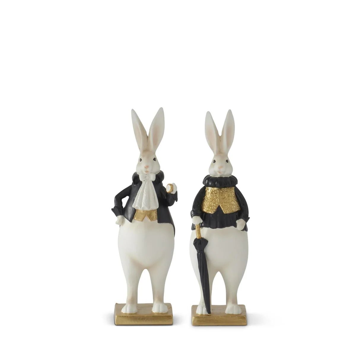10" Royal Resin Easter Bunny - Black, White & Gold Dapper Figurine (Sold Individually) - Nifty Decor & More