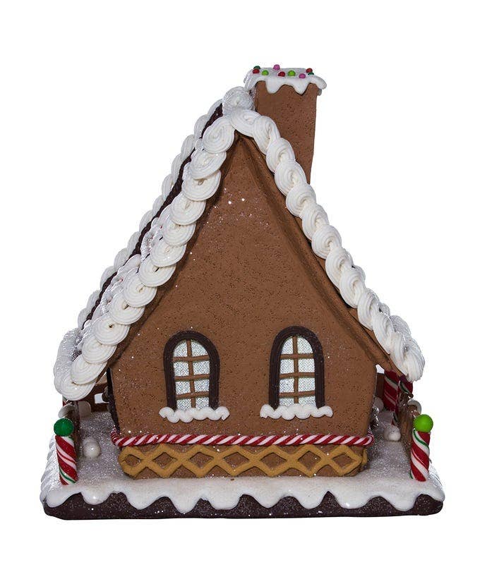 10"B/O CLAYDGH LED GINGERBREAD HOUSE TABLETOP