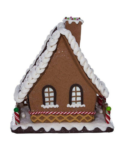 10"B/O CLAYDGH LED GINGERBREAD HOUSE TABLETOP