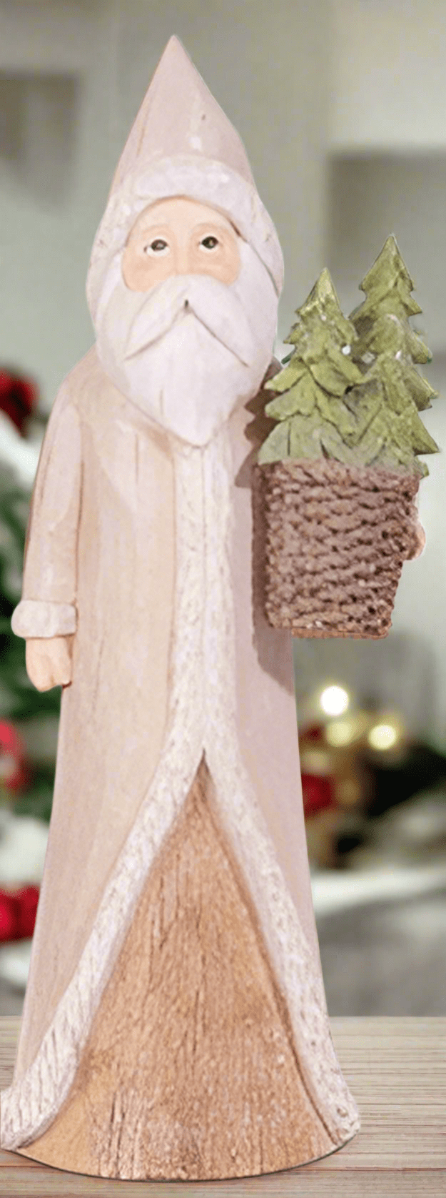10.25" Natural Santa Figurine by Haley Bush - Choice of 3 Styles: Wreath, Star, or Tree - Nifty Decor & More