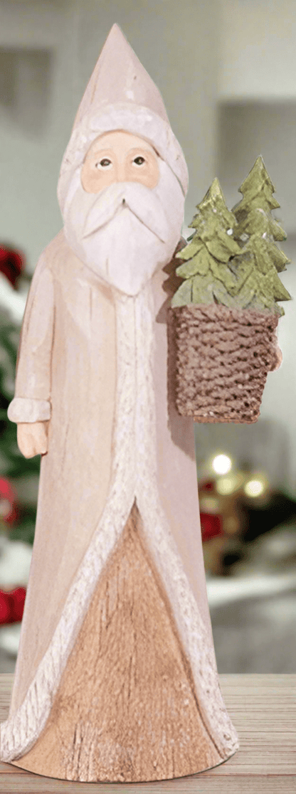 10.25" Natural Santa Figurine by Haley Bush - Choice of 3 Styles: Wreath, Star, or Tree - Nifty Decor & More