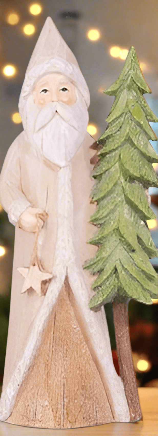 10.25" Natural Santa Figurine by Haley Bush - Choice of 3 Styles: Wreath, Star, or Tree - Nifty Decor & More