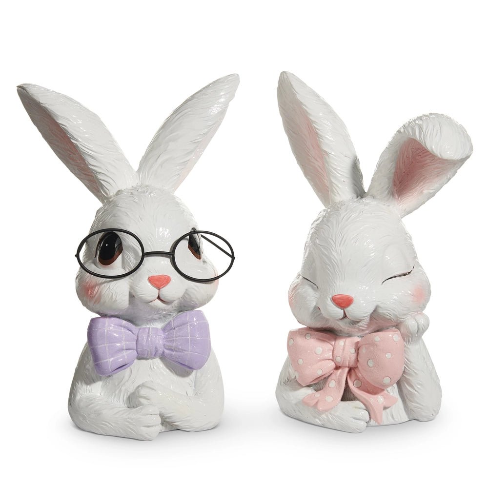 10.5" Bowtie Bunnies - Nifty Decor & More