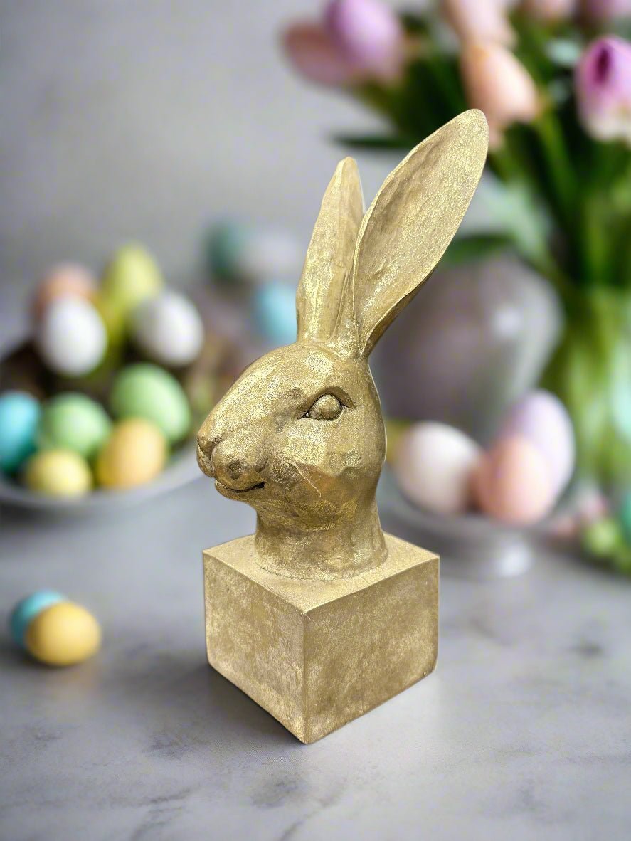 10.5" Gold Rabbit Bust Statue | Elegant Home Decor & Unique Gift for Easter or Spring Celebrations - Nifty Decor & More