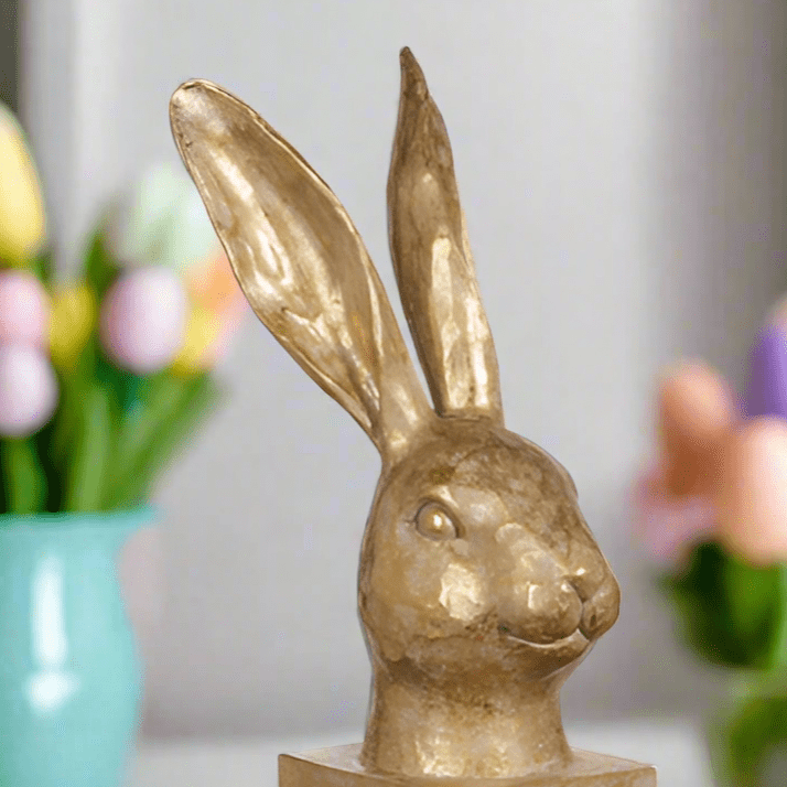 10.5" Gold Rabbit Bust Statue | Elegant Home Decor & Unique Gift for Easter or Spring Celebrations - Nifty Decor & More