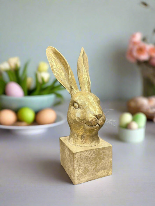 10.5" Gold Rabbit Bust Statue | Elegant Home Decor & Unique Gift for Easter or Spring Celebrations - Nifty Decor & More