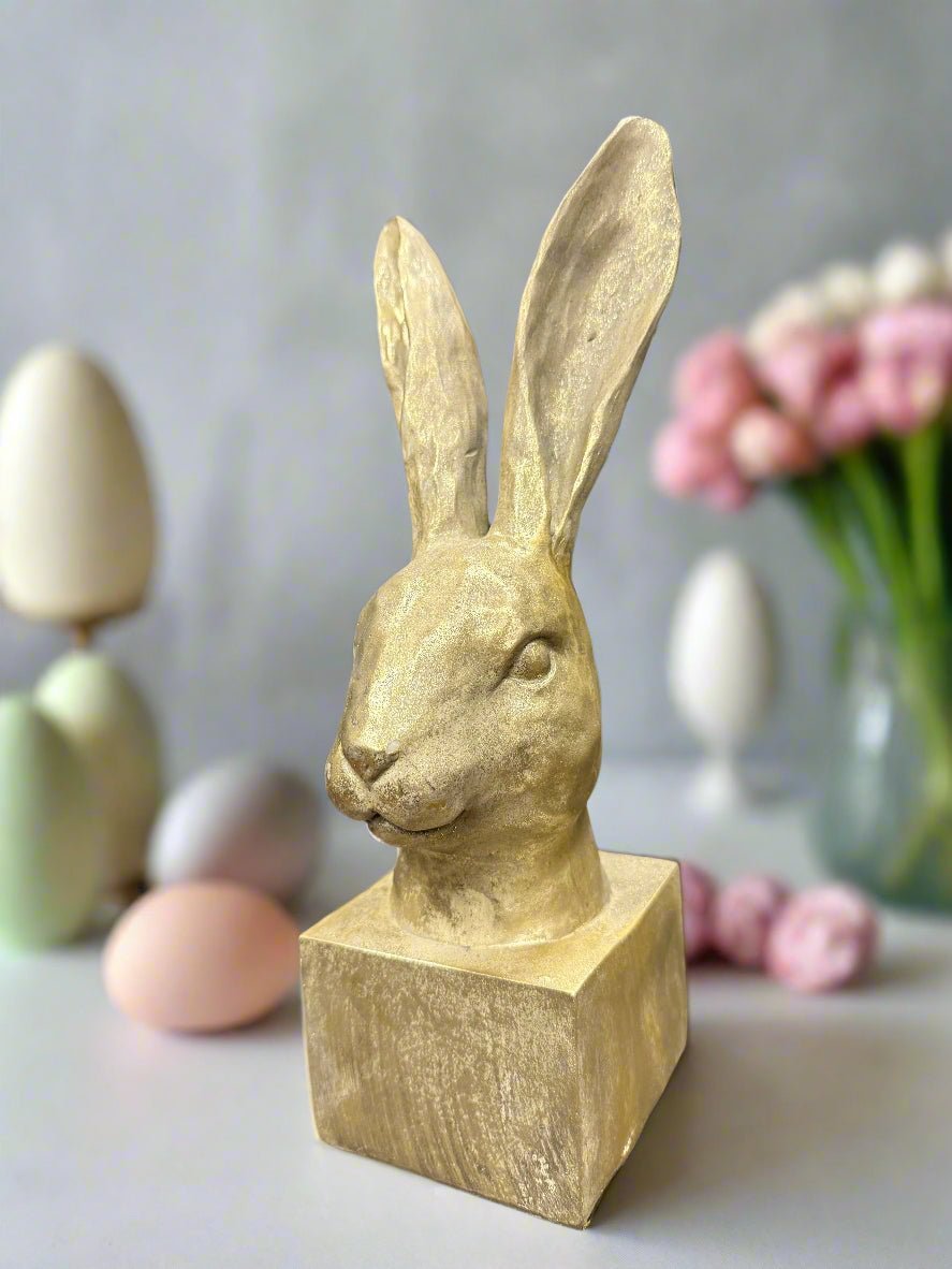 10.5" Gold Rabbit Bust Statue | Elegant Home Decor & Unique Gift for Easter or Spring Celebrations - Nifty Decor & More