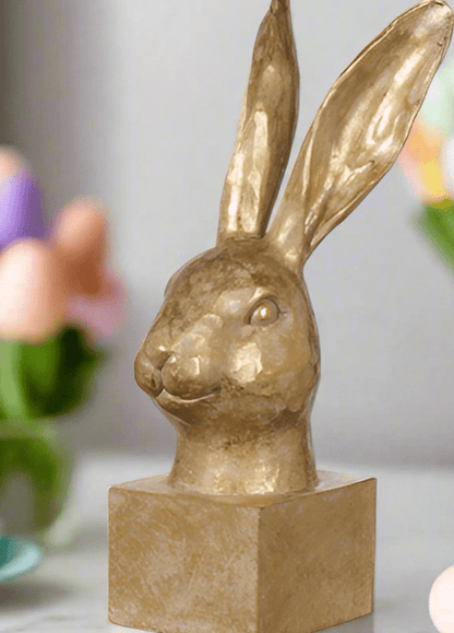 10.5" Gold Rabbit Bust Statue | Elegant Home Decor & Unique Gift for Easter or Spring Celebrations - Nifty Decor & More