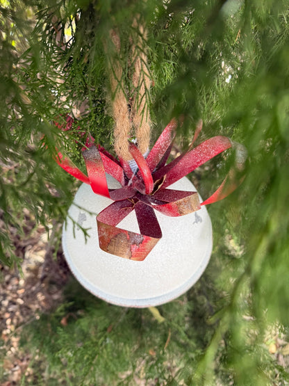 10.5" Large White Glittered Metal Jingle Bell Ornament - Rustic Farmhouse Christmas Decor - Nifty Decor & More