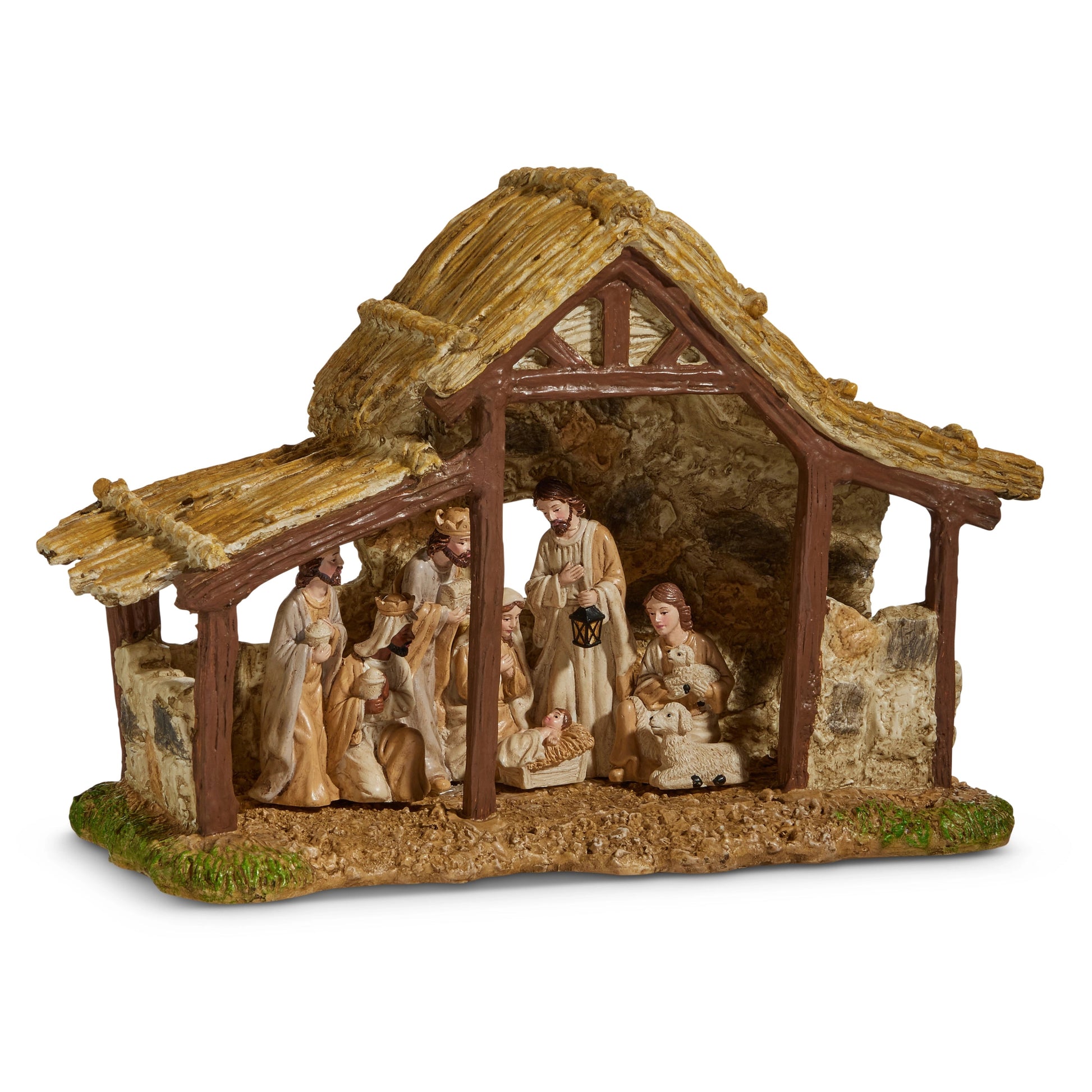 10.5" Nativity in Stable Christmas Shelf Sitter