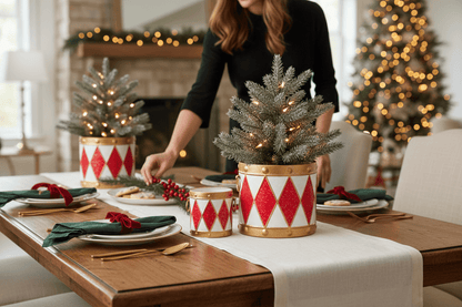 10.5" Red and White Drum Buckets - Nifty Decor & More