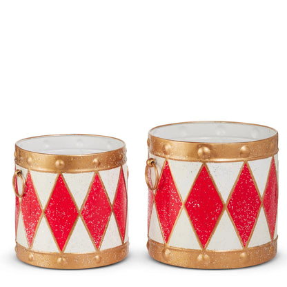 10.5" Red and White Drum Buckets - Nifty Decor & More