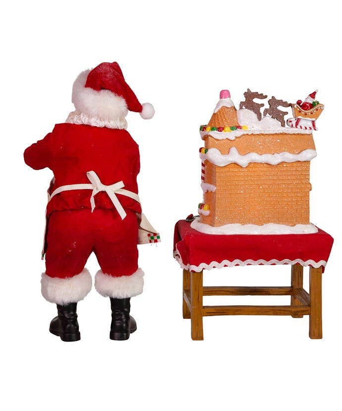 10.5"B/O Santa W/Led Gingerbread House 2p - Nifty Decor & More