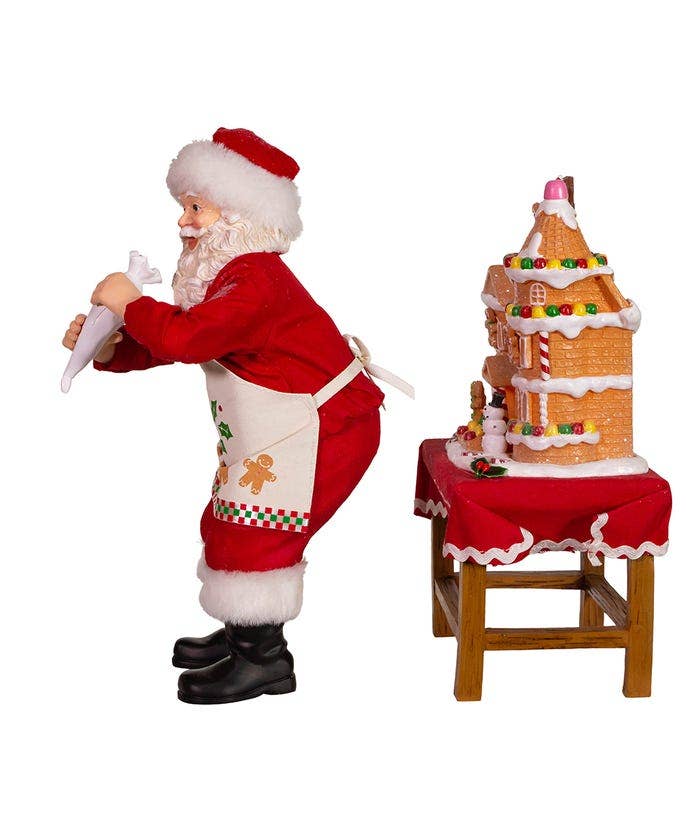 10.5"B/O Santa W/Led Gingerbread House 2p - Nifty Decor & More