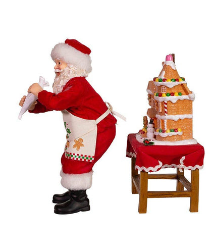 10.5"B/O Santa W/Led Gingerbread House 2p - Nifty Decor & More