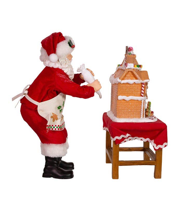 10.5"B/O Santa W/Led Gingerbread House 2p - Nifty Decor & More