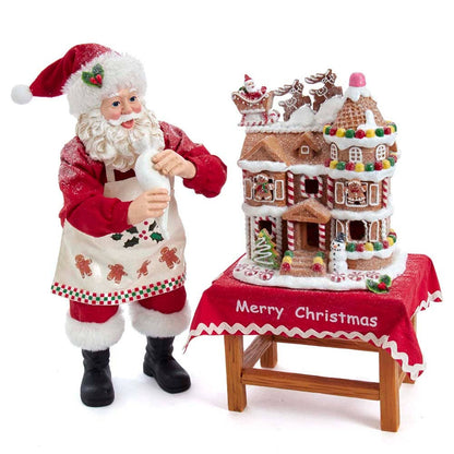 10.5"B/O Santa W/Led Gingerbread House 2p - Nifty Decor & More
