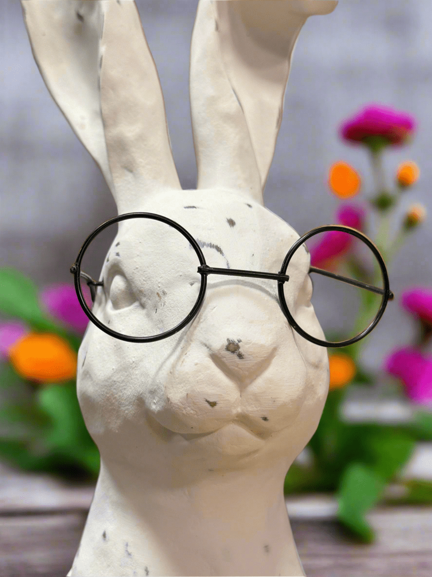 10.75" Rabbit with Glasses - Charming Resin Rabbit Figurine for Home Decor & Vintage Collectible - Nifty Decor & More