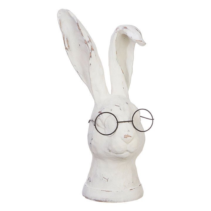 10.75" Rabbit with Glasses - Charming Resin Rabbit Figurine for Home Decor & Vintage Collectible - Nifty Decor & More