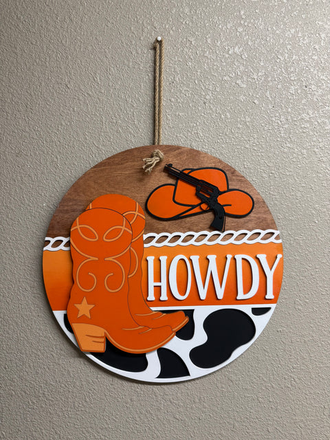 Howdy University Boots Door & Wall Decor - Stylish Western University Decor for School Spirit Oklahoma State University