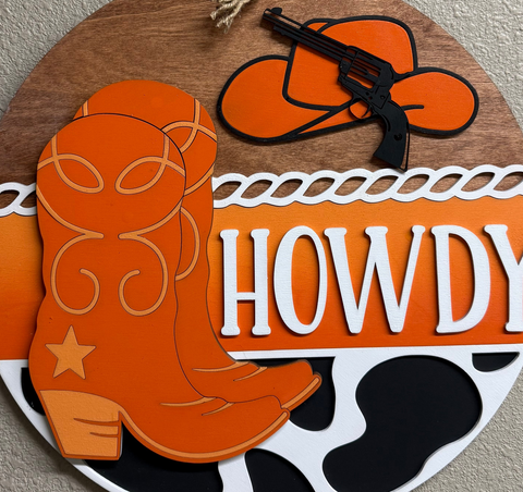 Howdy University Boots Door & Wall Decor - Stylish Western University Decor for School Spirit