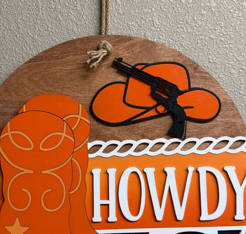 Howdy University Boots Door & Wall Decor - Stylish Western University Decor for School Spirit