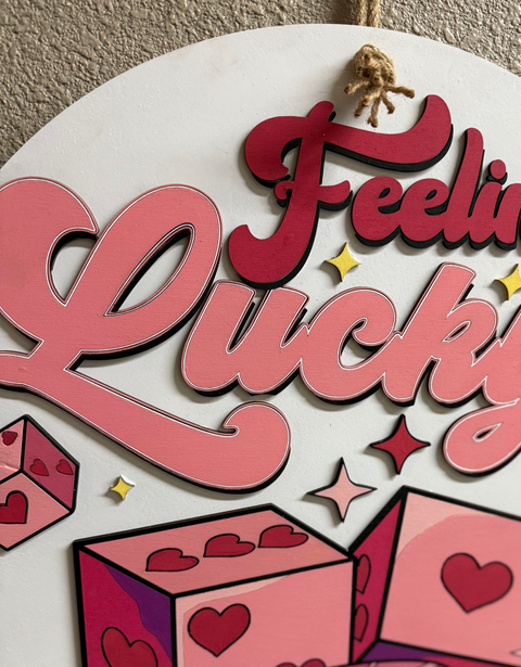Preppy Pink Feeling Lucky Dice Wall Hanger | Chic Door Decor for Home & Office | Unique Gift Idea