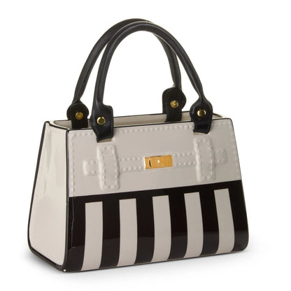 11" Black and White Stripe Purse Vase - Nifty Decor & More