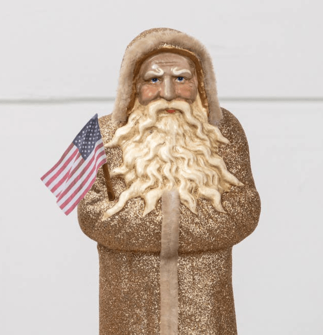 11" Gold Belsnickle w/USA Flag - Nifty Decor & More