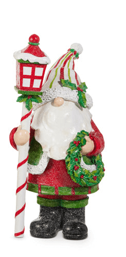 11" Holly-Day Santa Gnome Lamp Post