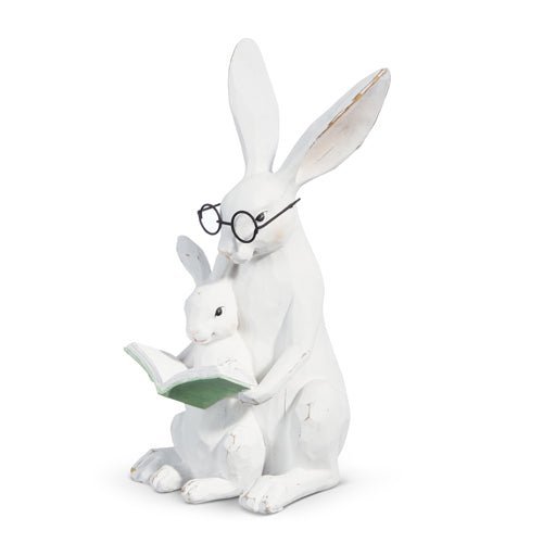 11" Story Time Bunny & Baby Resin Figurine for Easter Spring Decor, Perfect for Home Decoration - Nifty Decor & More