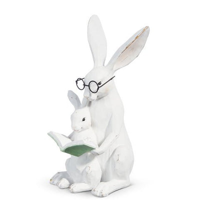 11" Story Time Bunny & Baby Resin Figurine for Easter Spring Decor, Perfect for Home Decoration - Nifty Decor & More