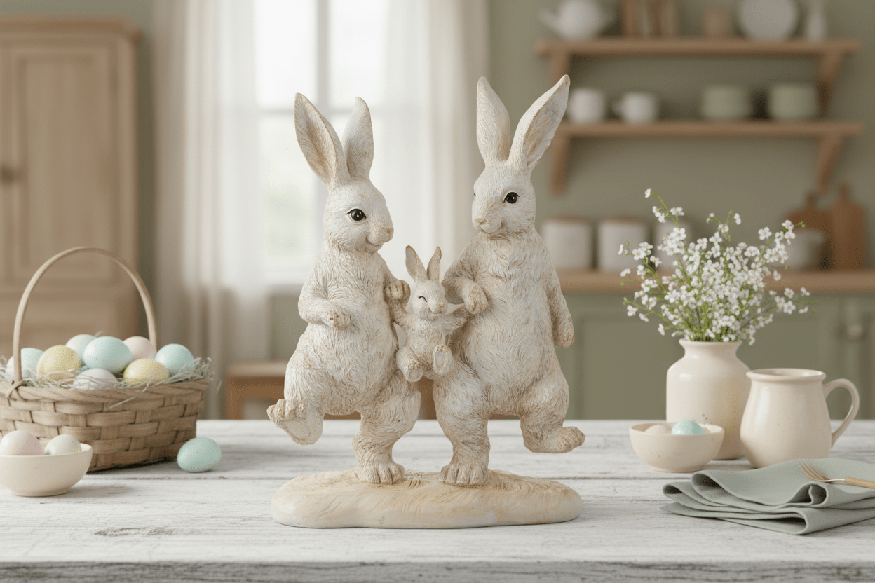 11" White Bunny Family - Nifty Decor & More