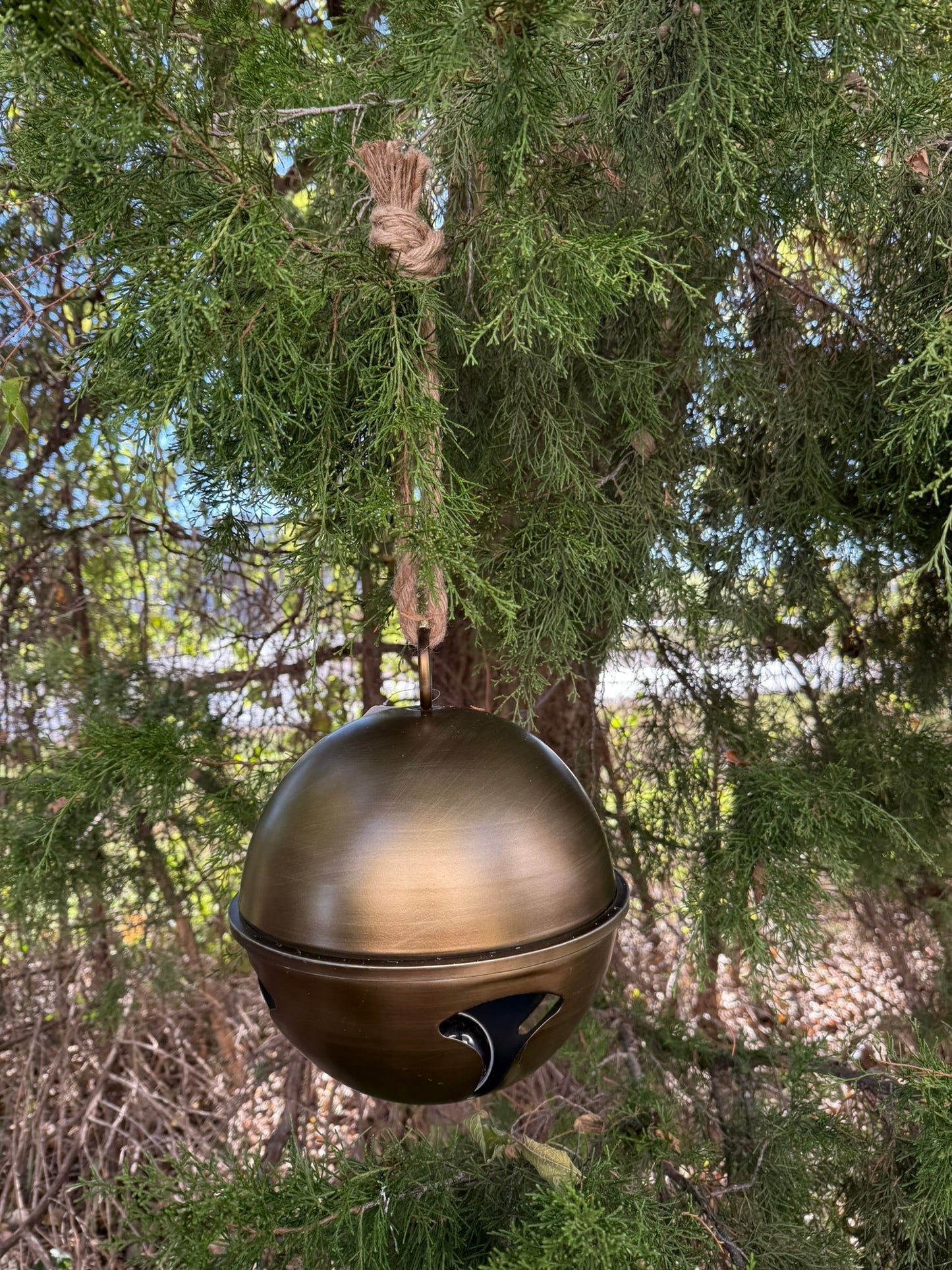 11.25" Oversized Antique Gold Metal Jingle Bell - Rustic Farmhouse Holiday Decor by RAZ Imports - Nifty Decor & More