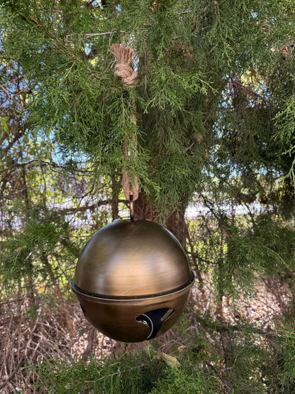 11.25" Oversized Antique Gold Metal Jingle Bell - Rustic Farmhouse Holiday Decor by RAZ Imports - Nifty Decor & More