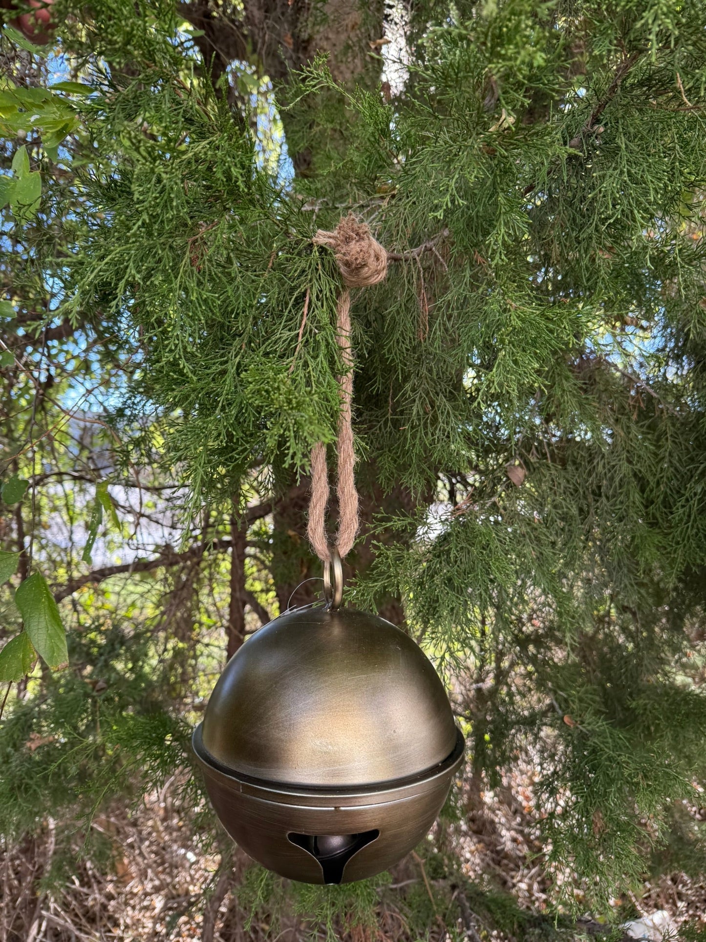 11.25" Oversized Antique Gold Metal Jingle Bell - Rustic Farmhouse Holiday Decor by RAZ Imports - Nifty Decor & More