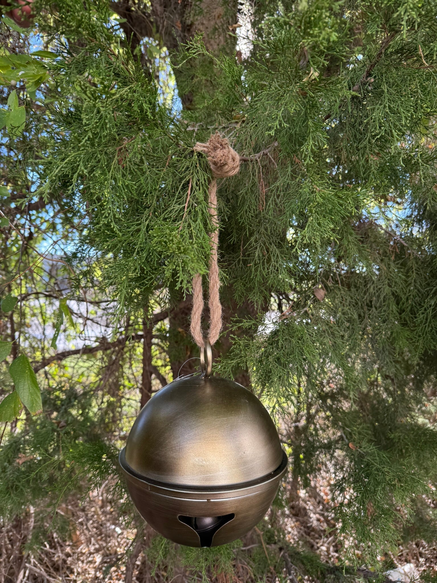 11.25" Oversized Antique Gold Metal Jingle Bell - Rustic Farmhouse Holiday Decor by RAZ Imports - Nifty Decor & More