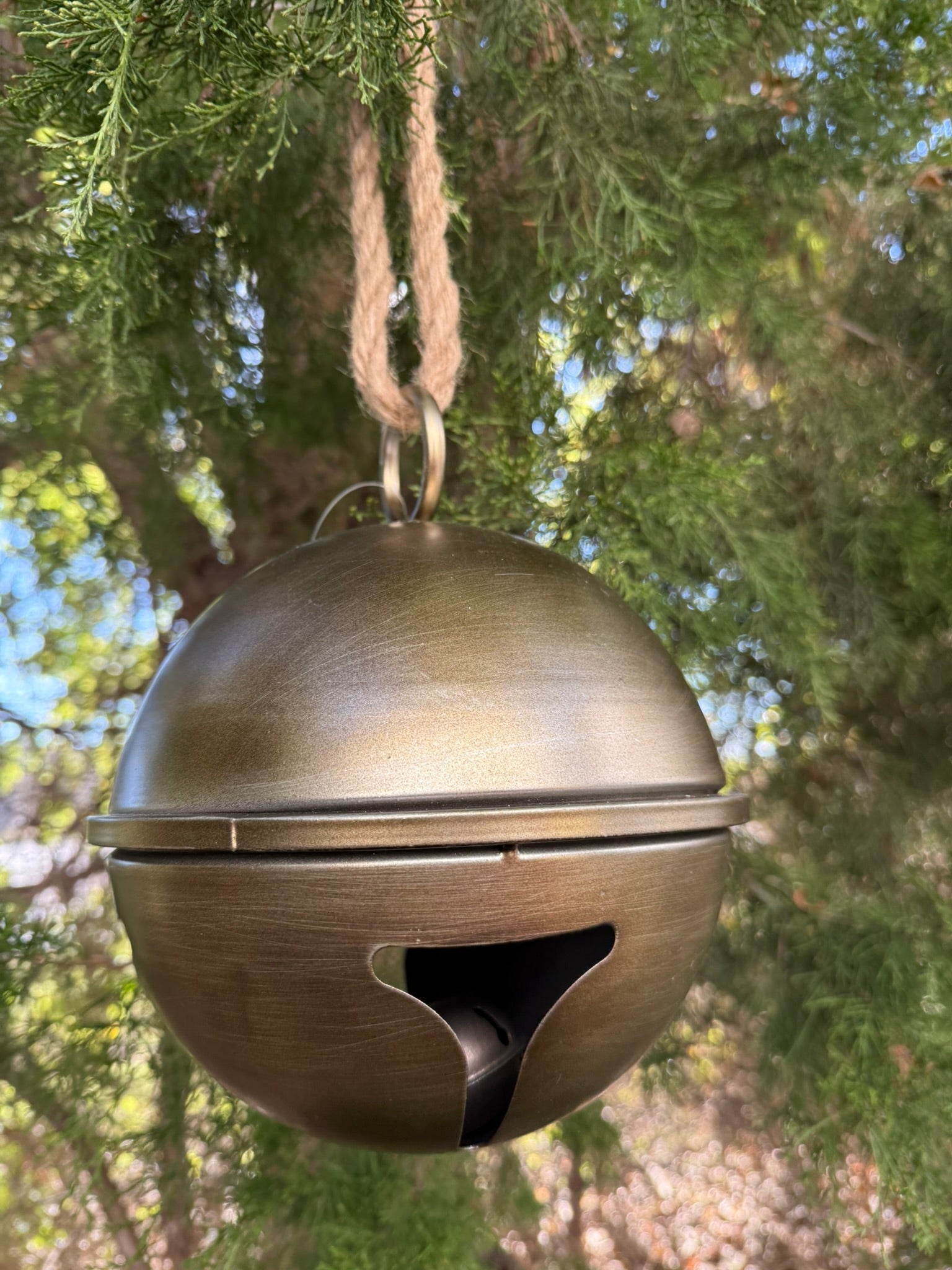 11.25" Oversized Antique Gold Metal Jingle Bell - Rustic Farmhouse Holiday Decor by RAZ Imports - Nifty Decor & More
