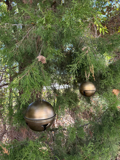 11.25" Oversized Antique Gold Metal Jingle Bell - Rustic Farmhouse Holiday Decor by RAZ Imports - Nifty Decor & More
