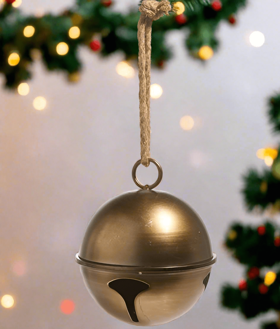 11.25" Oversized Antique Gold Metal Jingle Bell - Rustic Farmhouse Holiday Decor by RAZ Imports - Nifty Decor & More