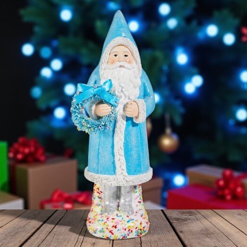 11.75" Sprinkle Blue Santa - Nifty Decor & More