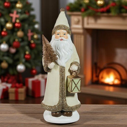 11.75" White with Gold Glitter Santa - Nifty Decor & More