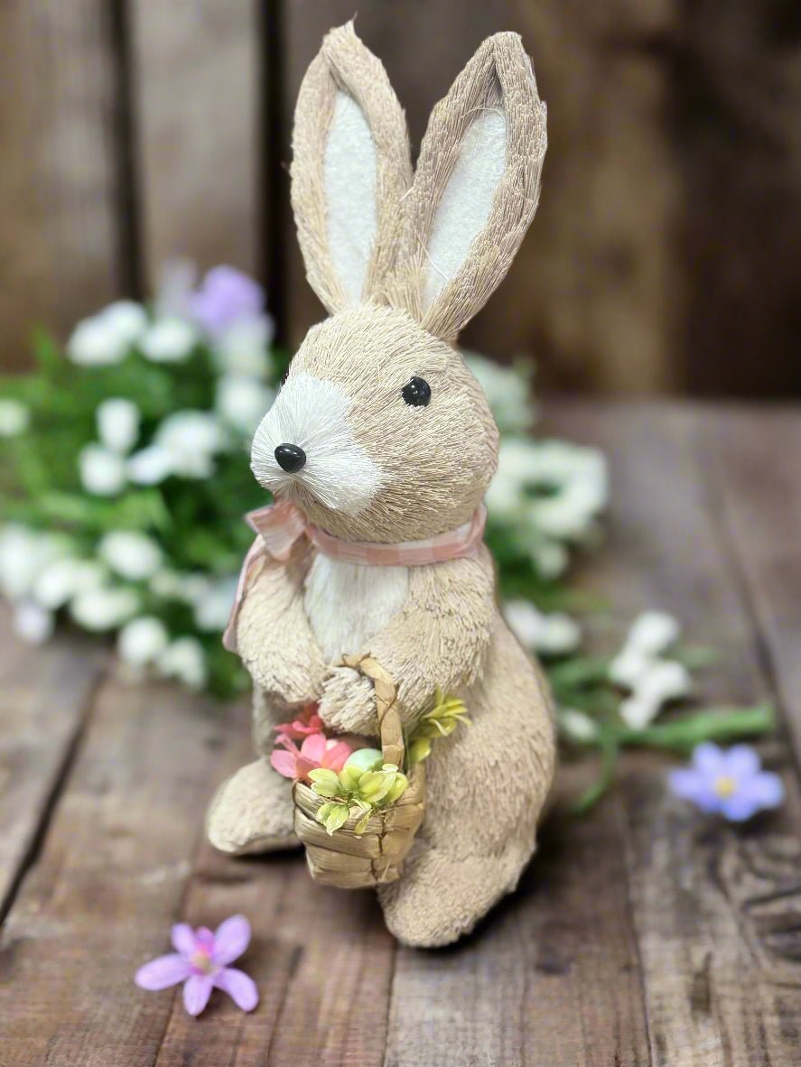 11.75" Woven Basket Bunnies - Nifty Decor & More