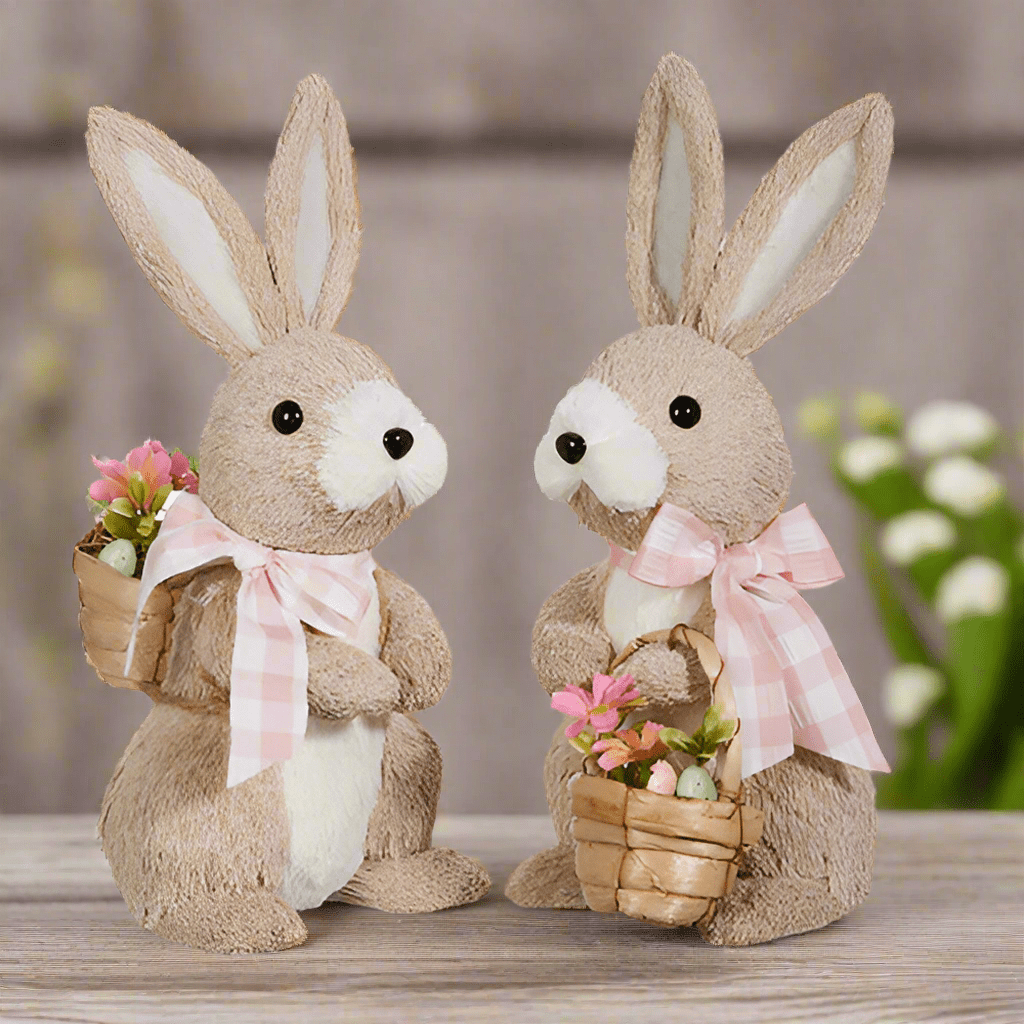 11.75" Woven Basket Bunnies - Nifty Decor & More