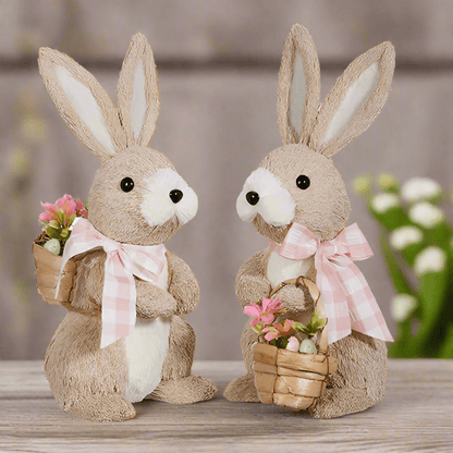 11.75" Woven Basket Bunnies - Nifty Decor & More