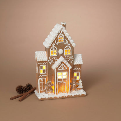 11.8" Lighted Christmas Resin Holiday Gingerbread House - Nifty Decor & More