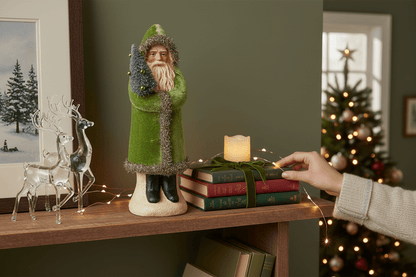 12" Green Velvet Santa - Nifty Decor & More